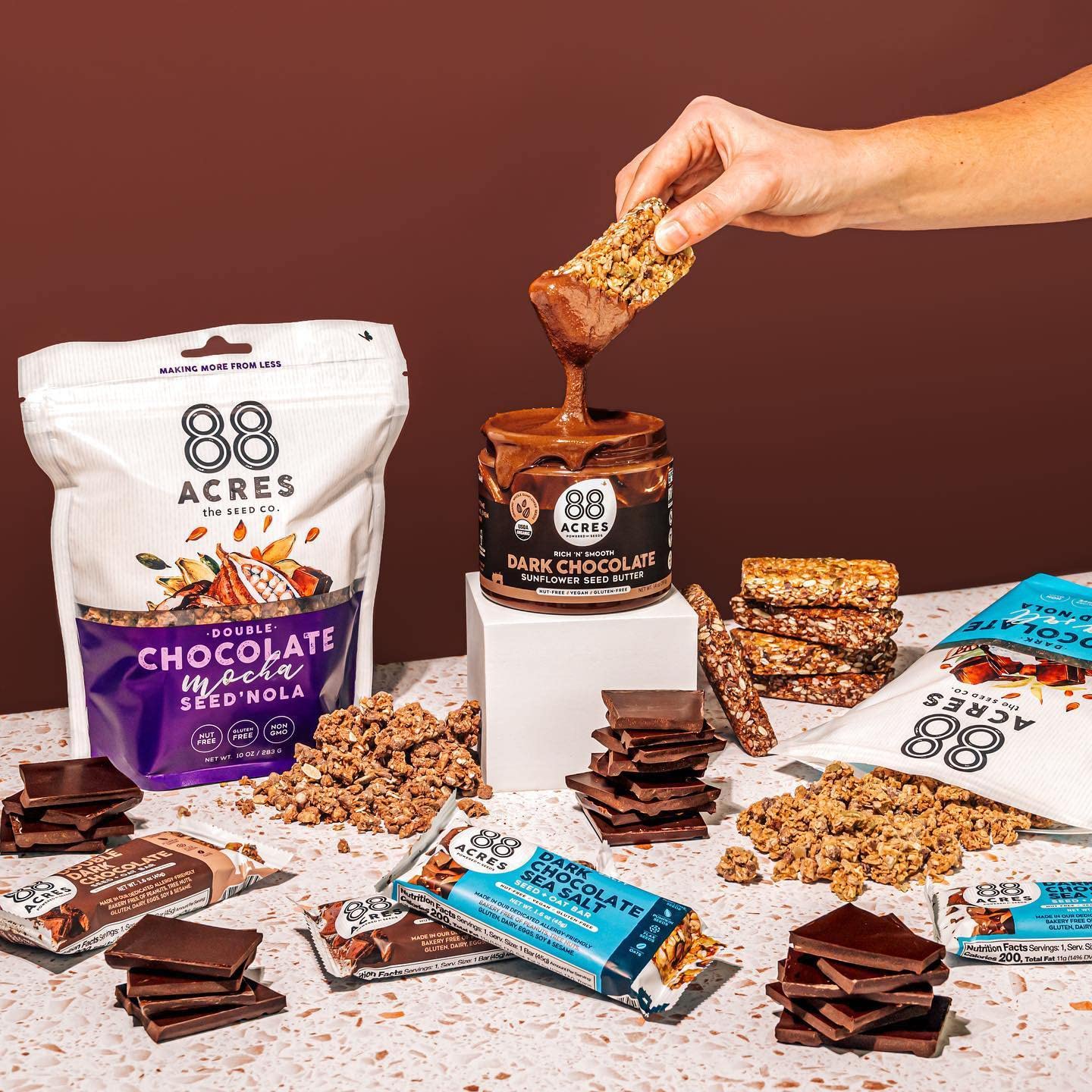 88 Acres Organic Sunflower Seed Butter | Dark Chocolate | Keto-Friendly, Vegan, Gluten Free, Dairy Free, Nut-Free Seed Butter Spread | 14 Oz | 2 Pack
