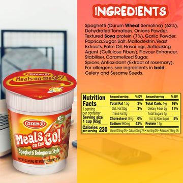Osem Meal On The Go Spaghetti Bolognaise Pack Of 12 - Great For On-The-Go Snacks. Kosher And Ready In Minutes.