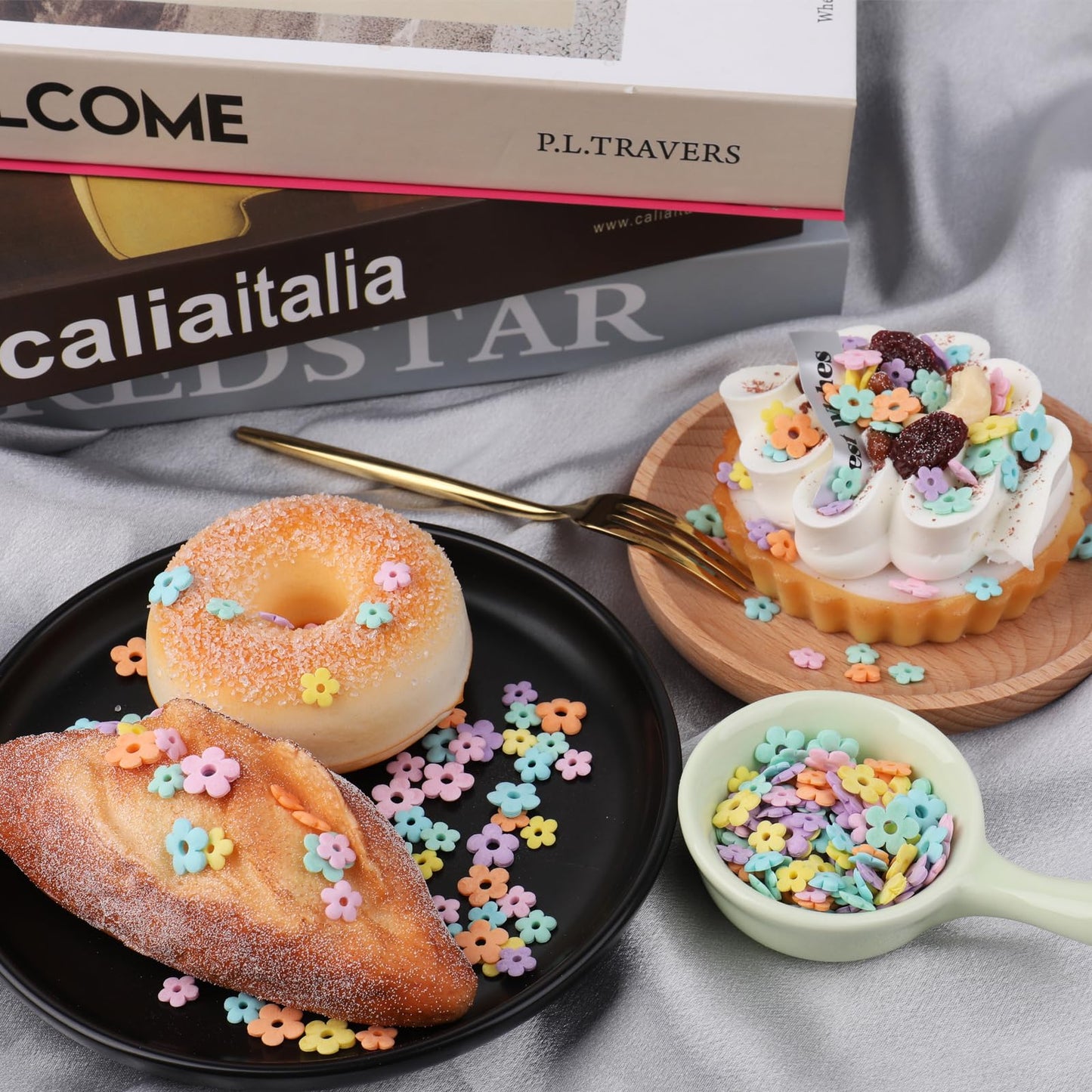 Flower Sprinkles Edible Flowers For Cake Decorating, Mix Sizes Baking Sugar For Cupcake, Cookie, Donut Dessert Decoration, Weddi
