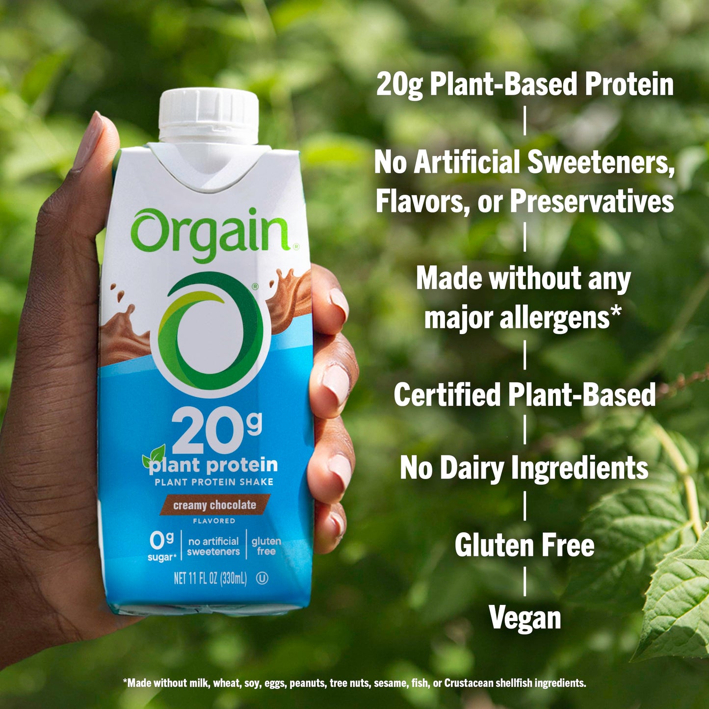 Orgain Organic Vegan Protein Shake - 20g Plant Based Protein, Ready to Drink, 11 Fl Oz, Chocolate Flavor, Gluten Free, Pack of 12