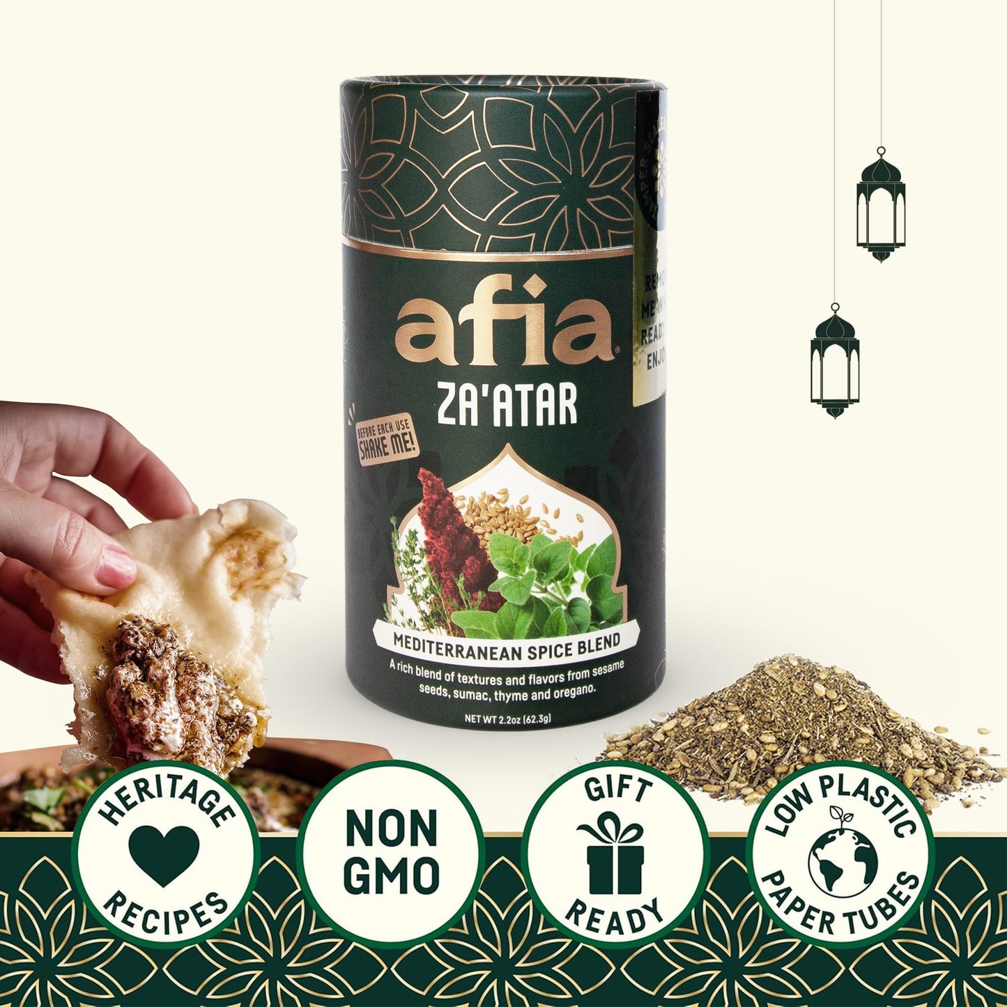 Afia Za'Atar Spice Blend | Authentic Mediterranean Seasoning With Sumac, Toasted Sesame & Herbs | Perfect For Dips, Marinades, F