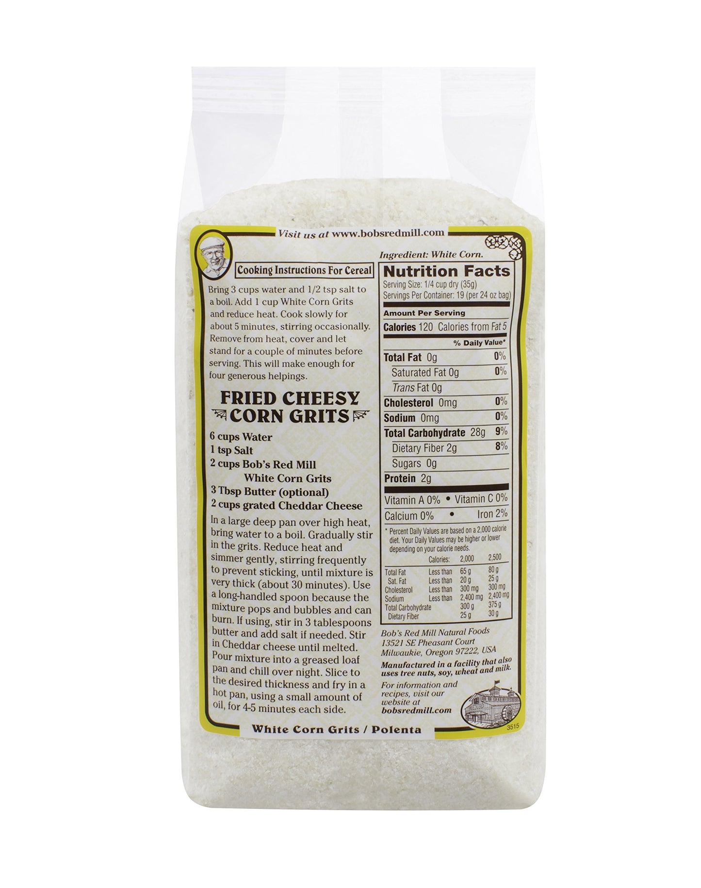 Bobs Red Mill White Corn Grits/Polenta, 24 Ounce, Pack of 1