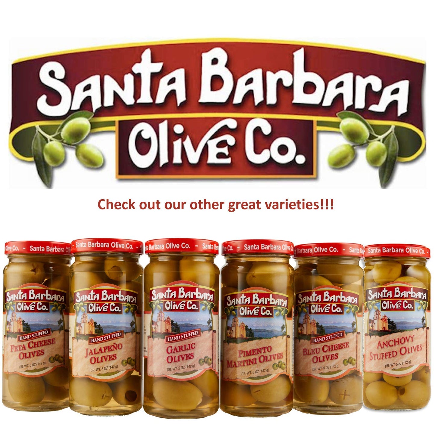 Santa Barbara Olive Stuffed Olives, Anchovy, 5 Ounce (Pack of 6)