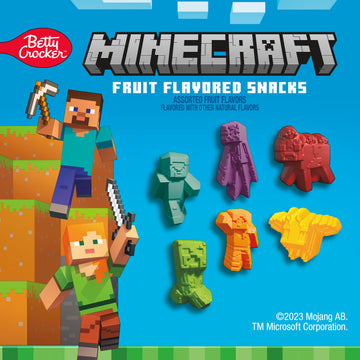 Betty Crocker Minecraft Fruit Flavored Kids Snacks, Fat Free And Gluten Free Snack, Value Pack, 17.6 Oz (22 Pouches)