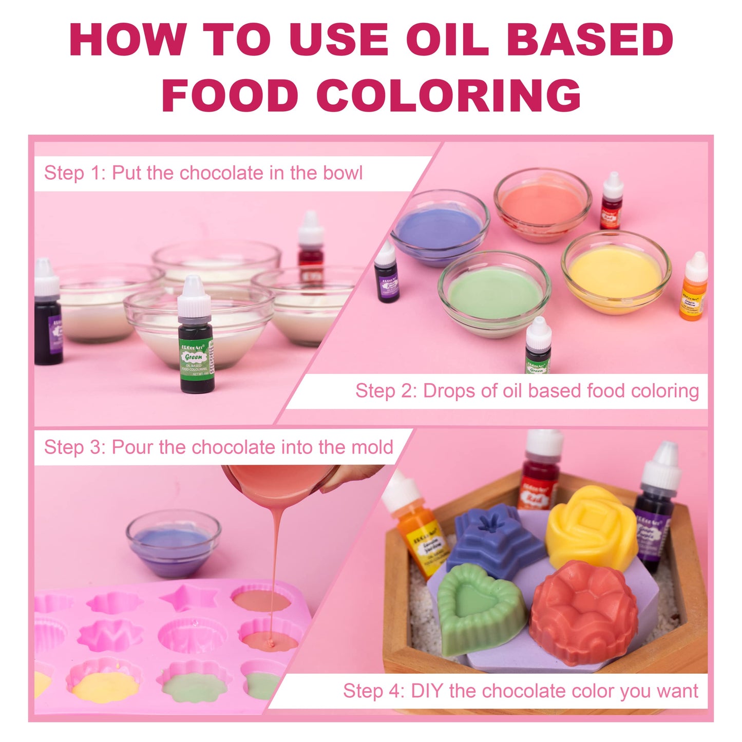 Oil Based Food Coloring - 10 Colors Upgraded Food Coloring For Chocolate, Ercorart Edible Oil Food Dye For Candy Melts, Cake Dec