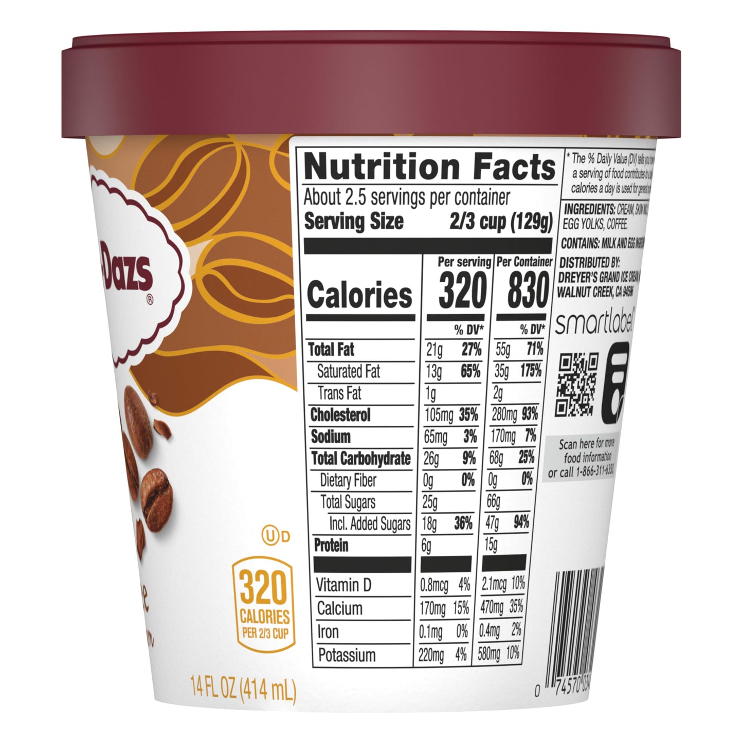 Haagen-Dazs Coffee Ice Cream, 14 fl oz (Frozen)