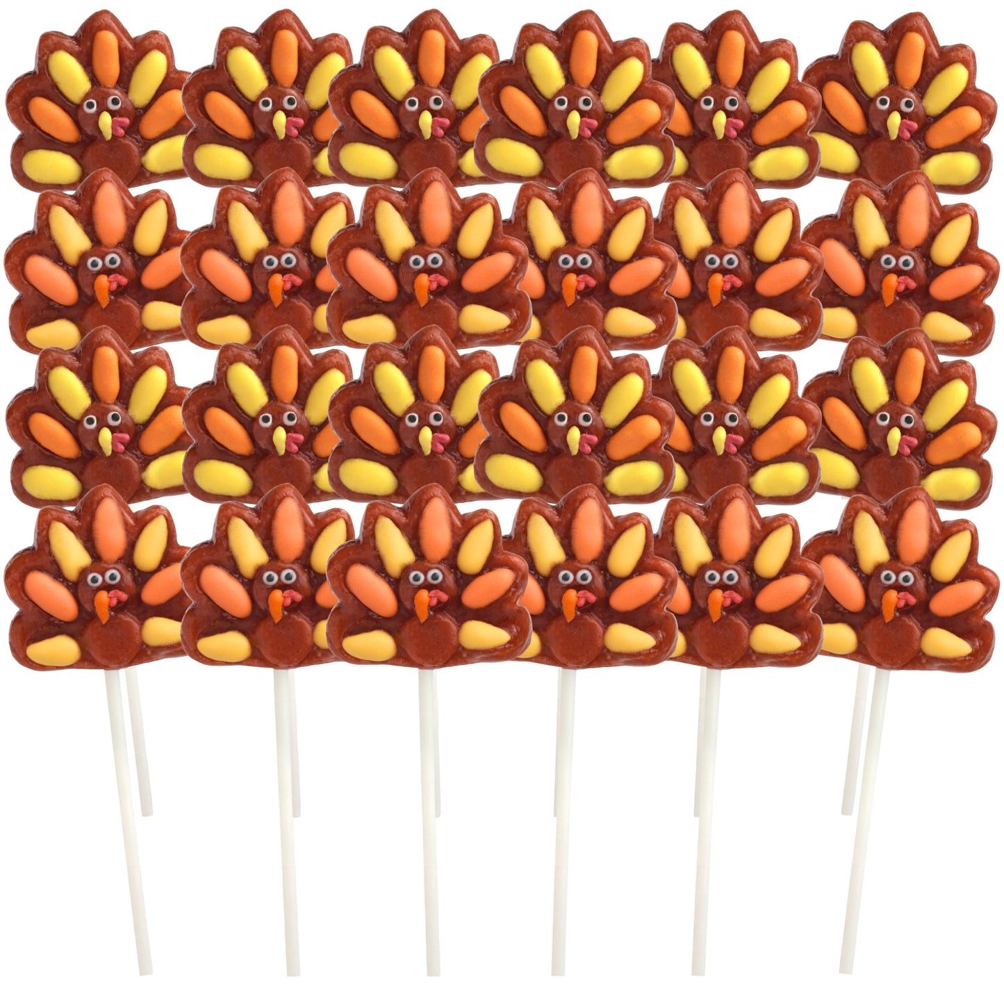 Turkey Lollipops  Individually Wrapped Thanksgiving and Fall Themed Candy  Strawberry and Watermelon Flavored  24 Suckers