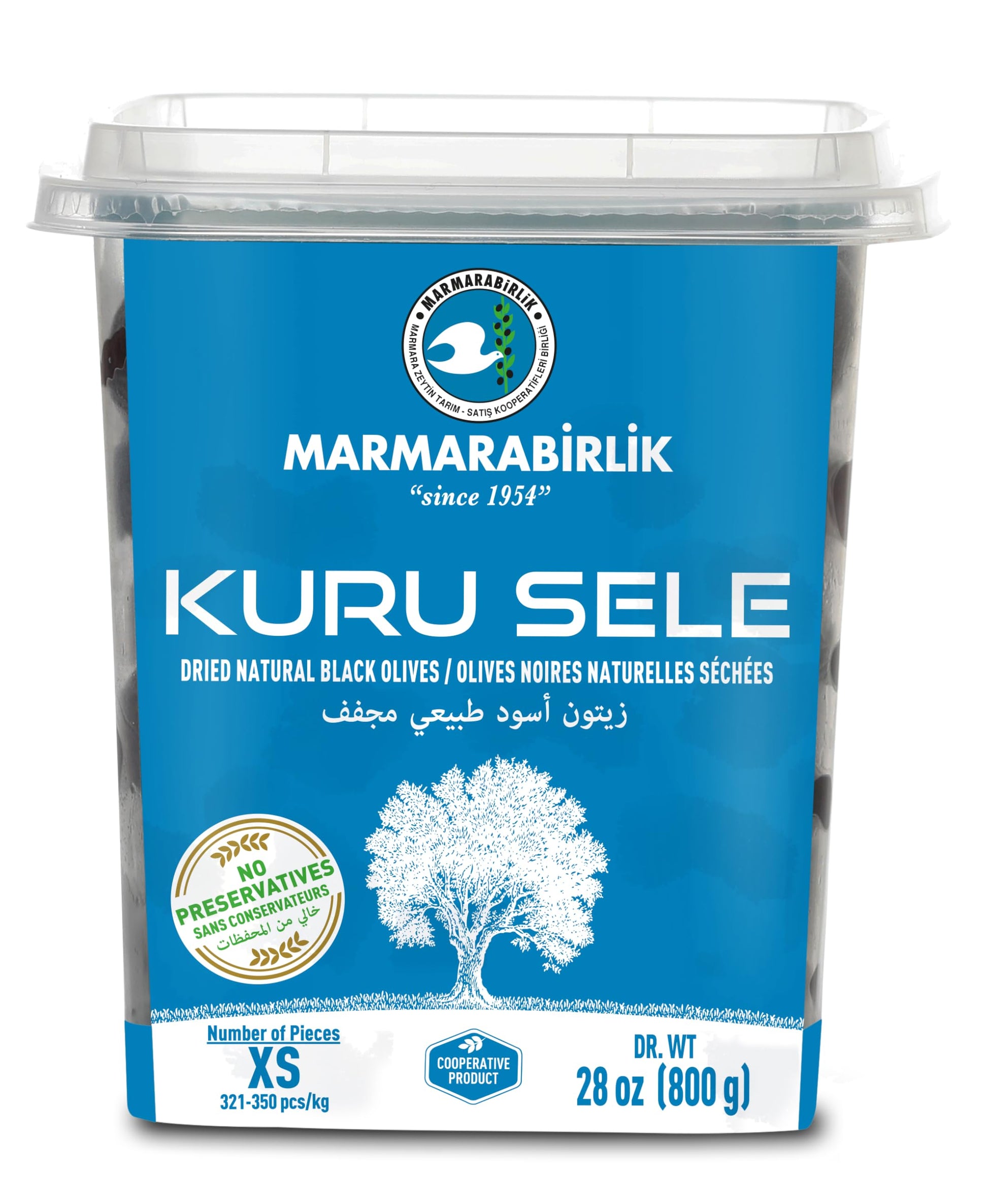 Marmarabirlik Black Olives, Hand-Picked Turkish Dry Cured Black Olives, Mediterranean Taste, Healthy Snacks, Ideal for Appetizer