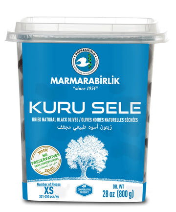 Marmarabirlik Black Olives, Hand-Picked Turkish Dry Cured Black Olives, Mediterranean Taste, Healthy Snacks, Ideal for Appetizer