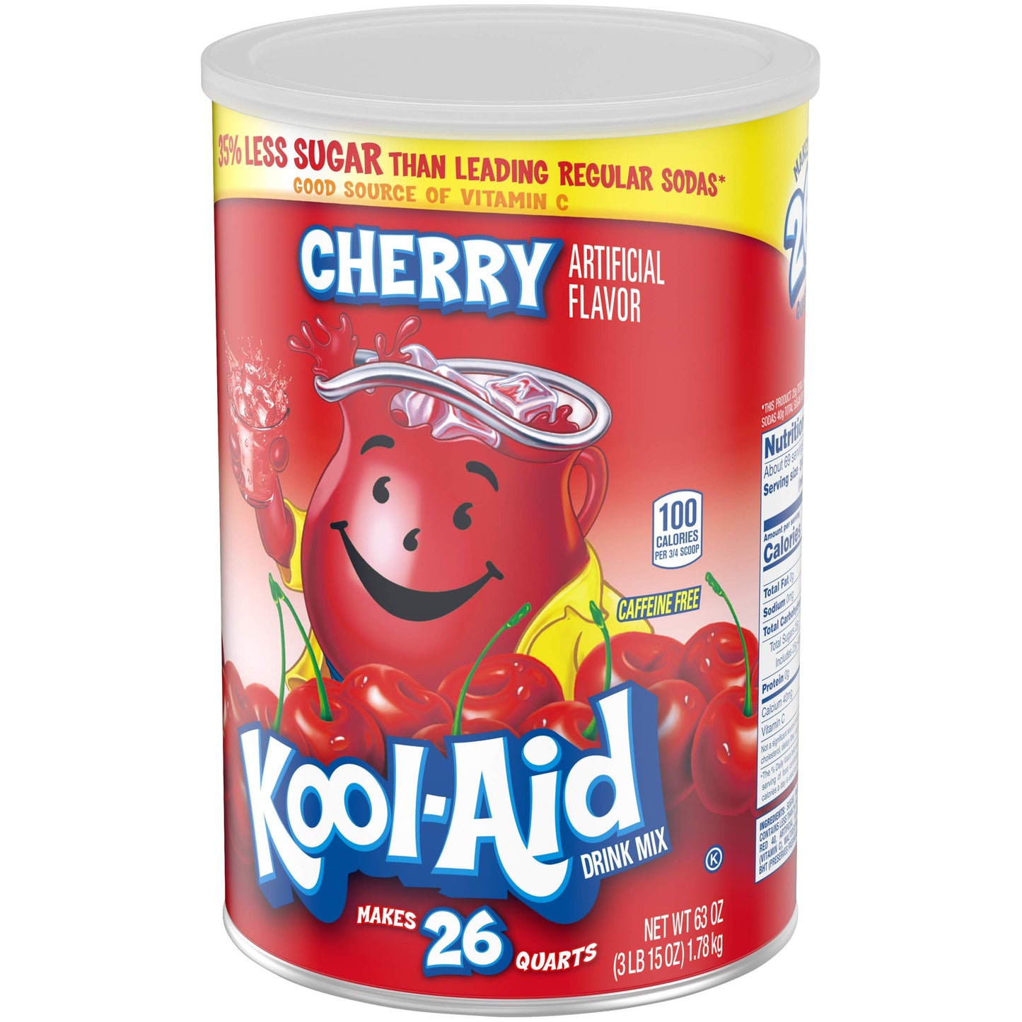 Kool-Aid Sugar-Sweetened Cherry Artificially Flavored Powdered Soft Drink Mix, 63 oz (Pack of 6)