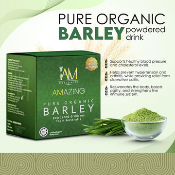Iam Worldwide Amazing Pure Organic Barley Powdered Drink Mix - 2 Boxes
