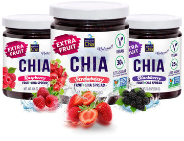 World of Chia Variety Pack Extra Fruit Spread - Strawberry, Raspberry & Blackberry Chia Jam, All-Natural Super Food Fruit Preser