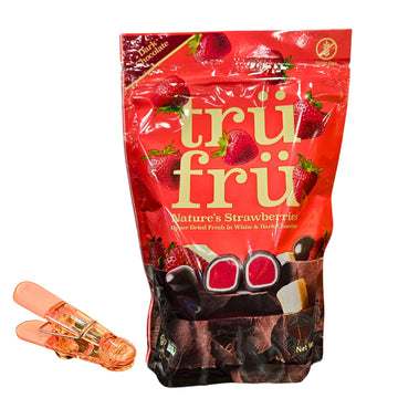 Chocolate Covered Strawberries, Hyper-Dried Fresh, White and Dark Chocolate Coating with Free Bag Sealer Clip