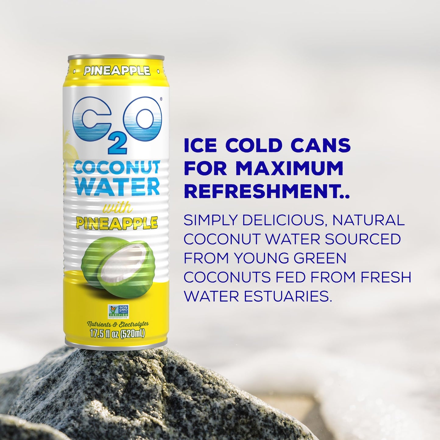 C2O Pure Coconut Water with Pineapple, 17.5 Fluid Ounce (Pack of 12)