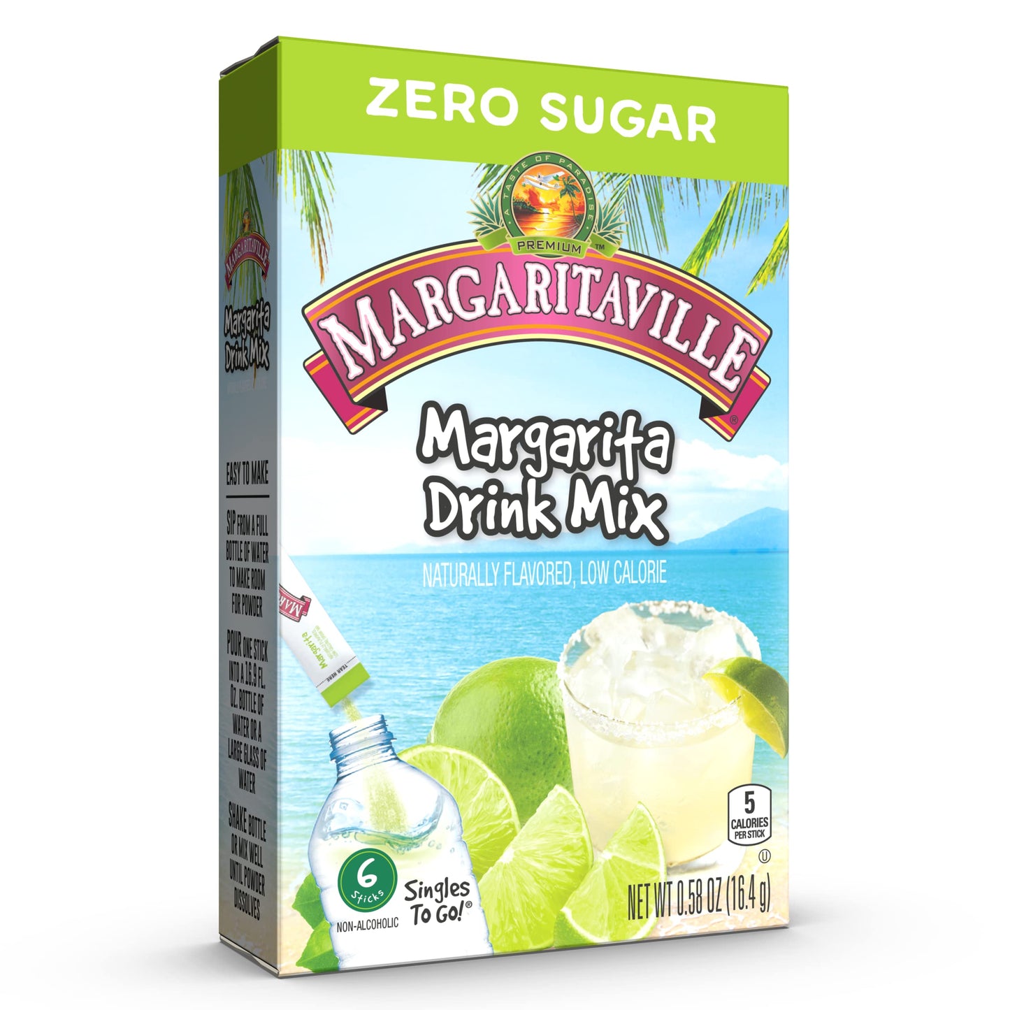 Margaritaville Singles To Go Water Drink Mix - Margarita Flavor, Non-  ic, 6 Boxes, 36 Total Servings, 0.58 Ounce Each