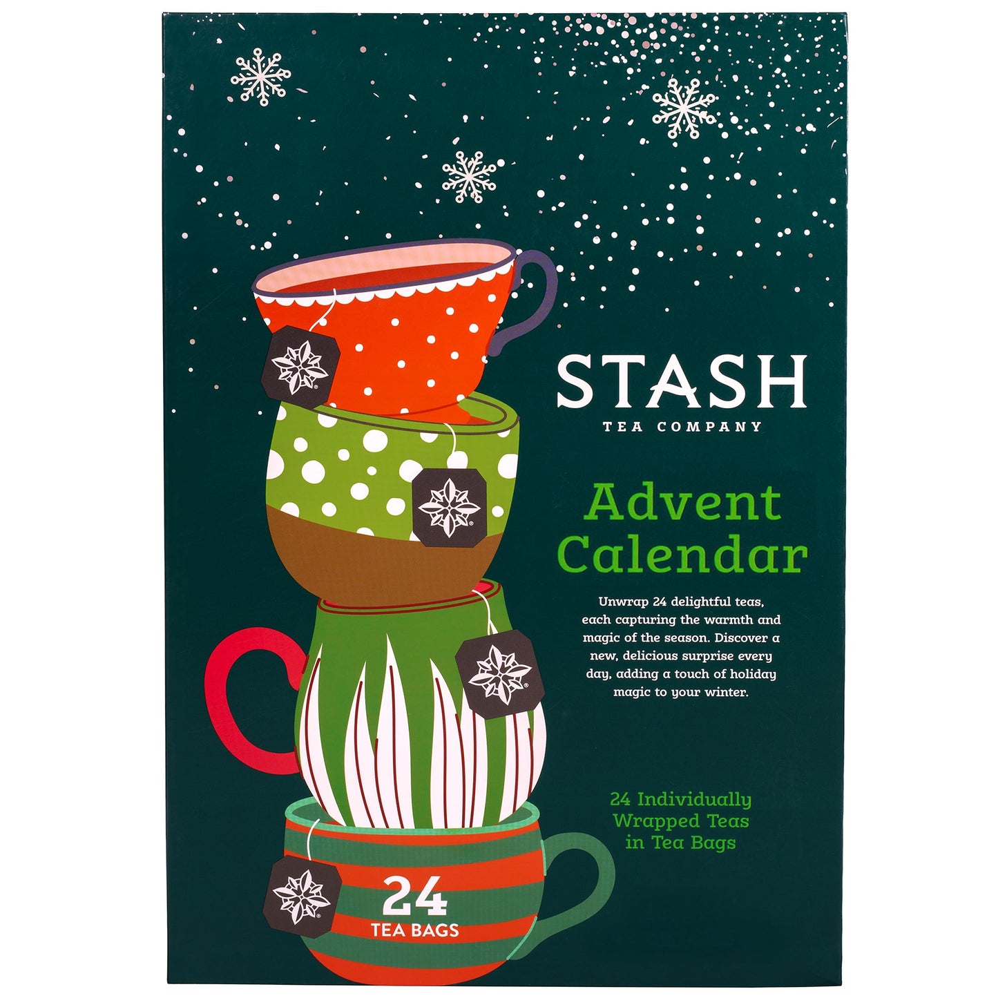STASH Tea Advent Calendar 2025 - 24 Days Holiday Tea Sampler & Variety Pack - Black  Green and Herbal Teas