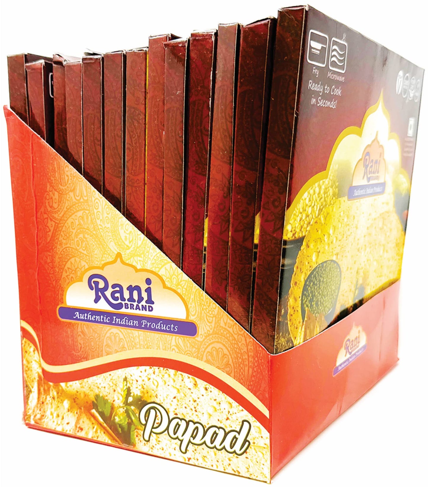 Rani Pappadums (Indian Lentil Wafer Snack) Red Chilli Papad 7Oz (200G) Approximately 15Pc, 7 Inches, Pack Of 12 ~ All Natural |
