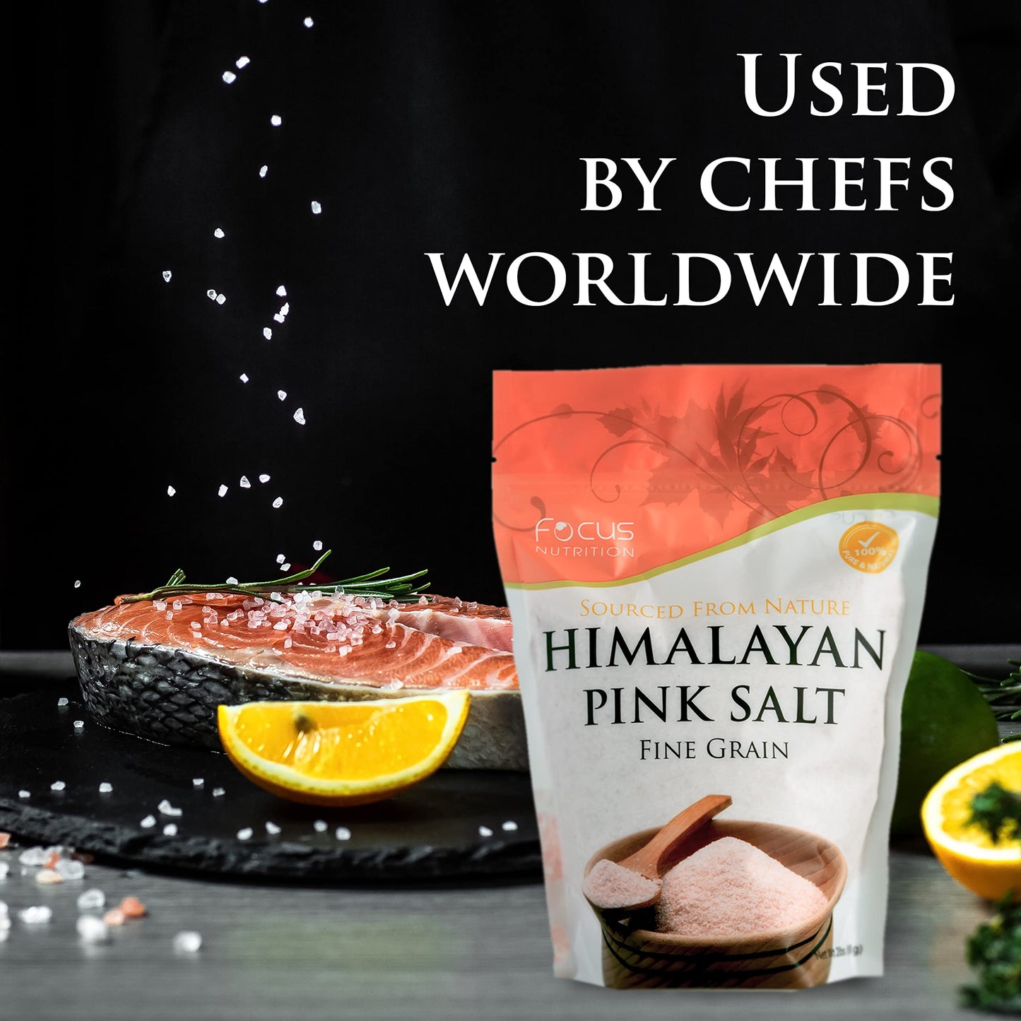 Focus Nutrition, Himalayan Pink Salt, 100% Natural Fine Grain, Resealable Pouch - 2 lbs