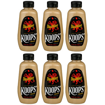 KOOPS Dusseldorf Mustard, German-Style Bratwurst Mustard, Gluten-Free, Kosher, 12 Oz, Pack of 6