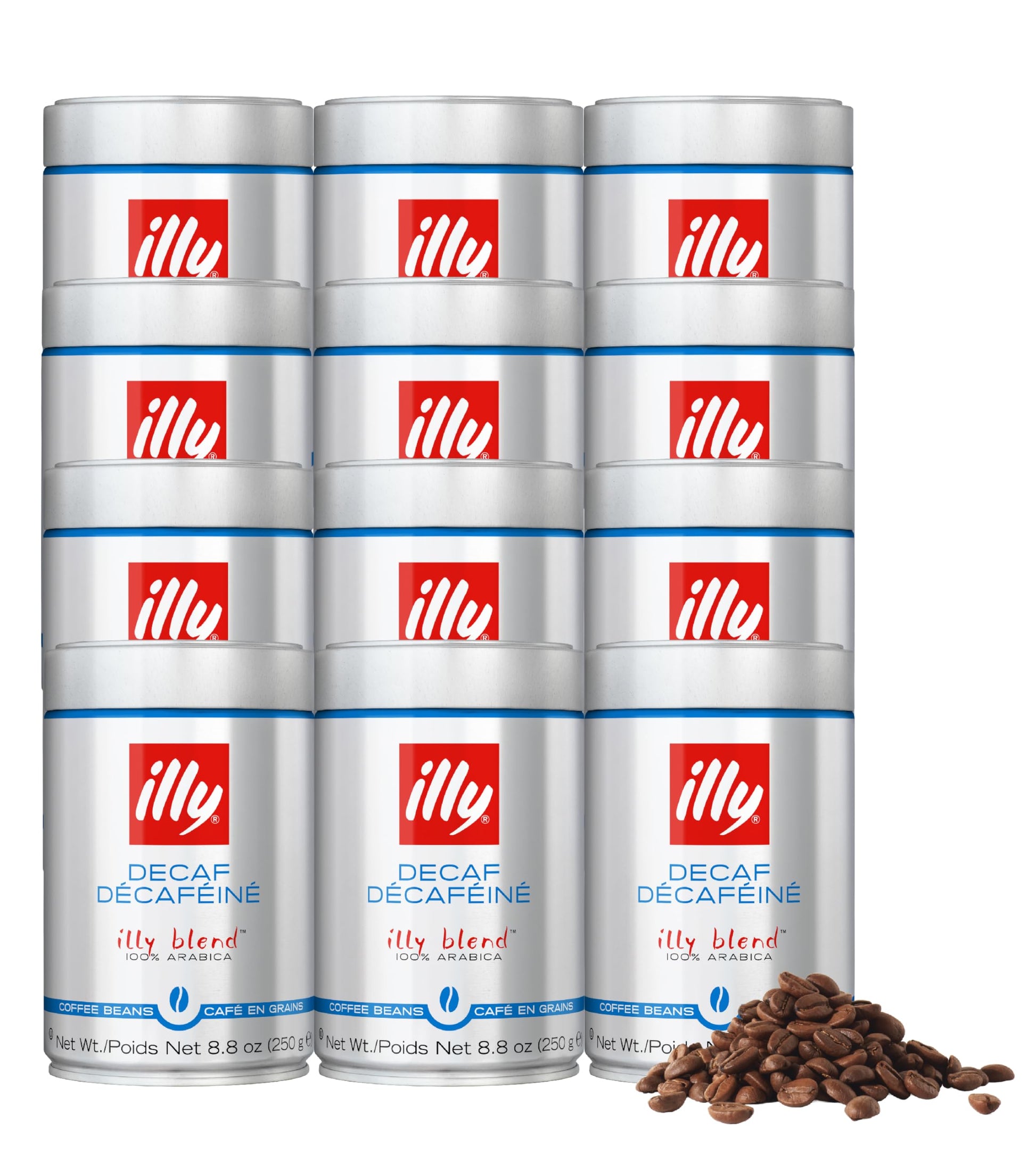 Illy Whole Bean Coffee, Decaffeinated - Medium Roast - Mild & Balanced - 100% Arabica - Whole Beans - Pressurized Packaging Seal