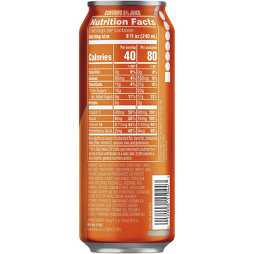 Mountain Dew Kickstart Orange Citrus Drink, 92mg Caffeine, 80 Calories, 16 Fl Oz, Pack of 12