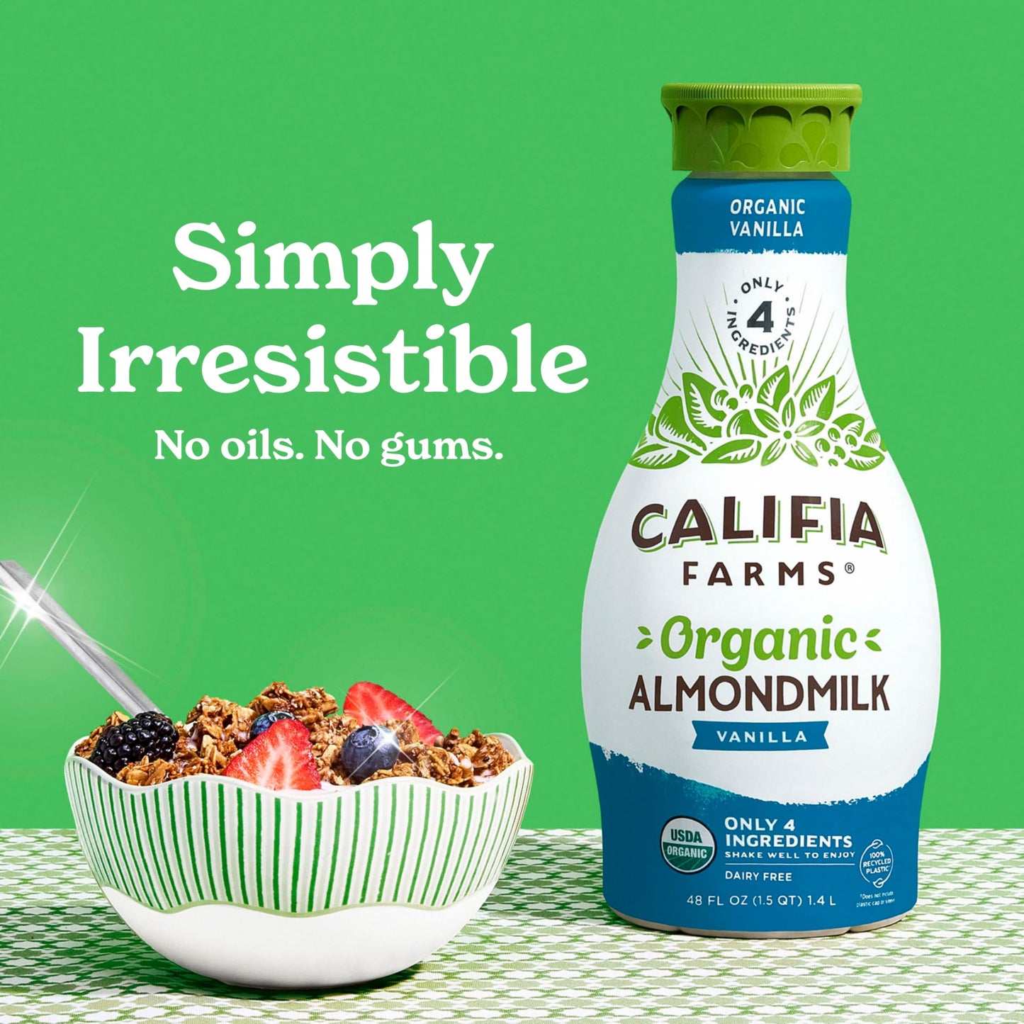Califia Farms - Organic Vanilla Almond Milk, 48 Oz, Dairy Free, Vegan, Plant Based, Organic Milk, Non GMO, Low Calorie, USDA Org