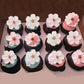 ZHUOWEISM 40 PCS Edible Cherry Blossoms Cupcake Toppers Wafer Paper Flowers for Kids Birthday Party Decorations Design 1