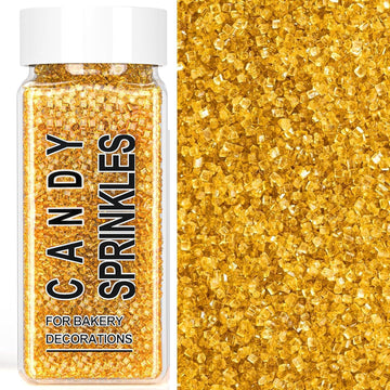 Gold Sprinkles, Gold Sanding Sugar Crystals, 4.6 oz Edible Sparkling Sugar for Baking Topping, Cupcakes, Cookies, Ice Cream & Ca