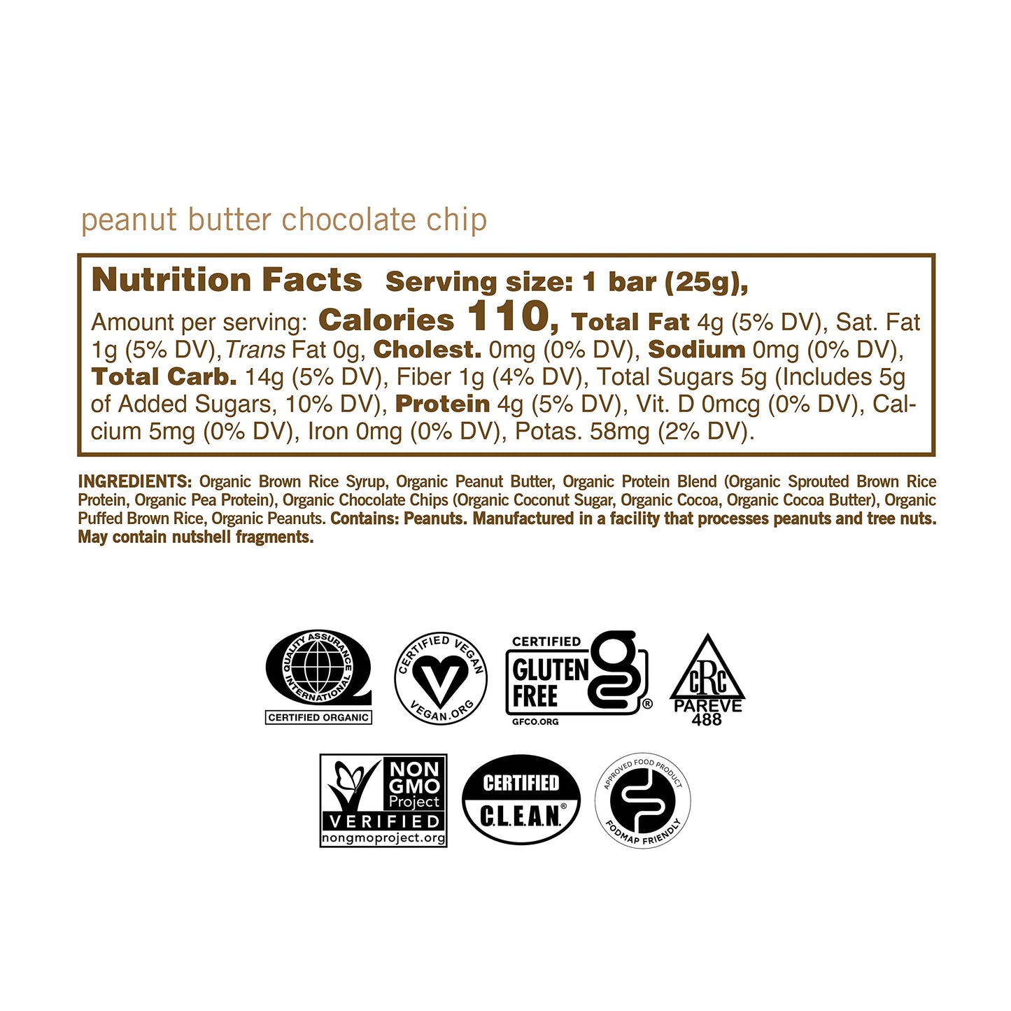 GoMacro MacroBar Mini Organic Vegan Snack Bars - Peanut Butter Chocolate Chip (0.9 Ounce Bars, 24 Count)