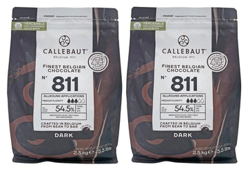 Callebaut Belgian Chocolate Callets | 2 Pack of 5.51 Bags (2.5KG) (Dark Chocolate)