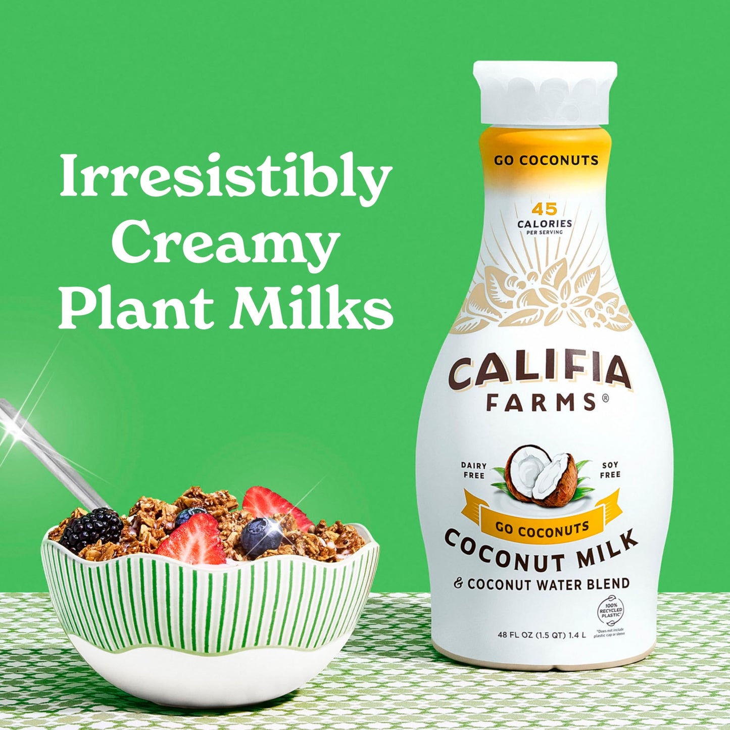 Califia Farms - Coconut Milk & Coconut Water Blend, Go Coconuts, 48 Oz | Dairy Free | Plant Based | Nut Milk | Vegan | Non-GMO |