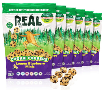 REAL Lemon Blueberry Mini Cookie Poppers - Gluten Free, Dairy Free, Vegan - 6 Pack