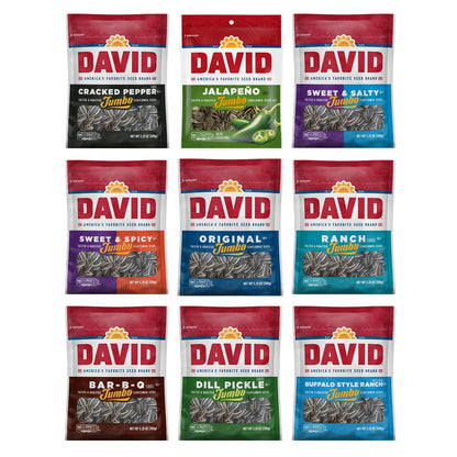 Generic DAVIDs Sunflower Seeds Variety Pack, 5.25 Oz Bags, 9 Count, Assorted Flavors