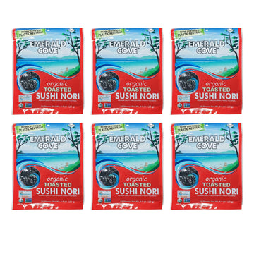 Emerald Cove Organic Toasted Pacific Sushi Nori Sheets, 5.4 Oz, 10 Count, Pack of 6