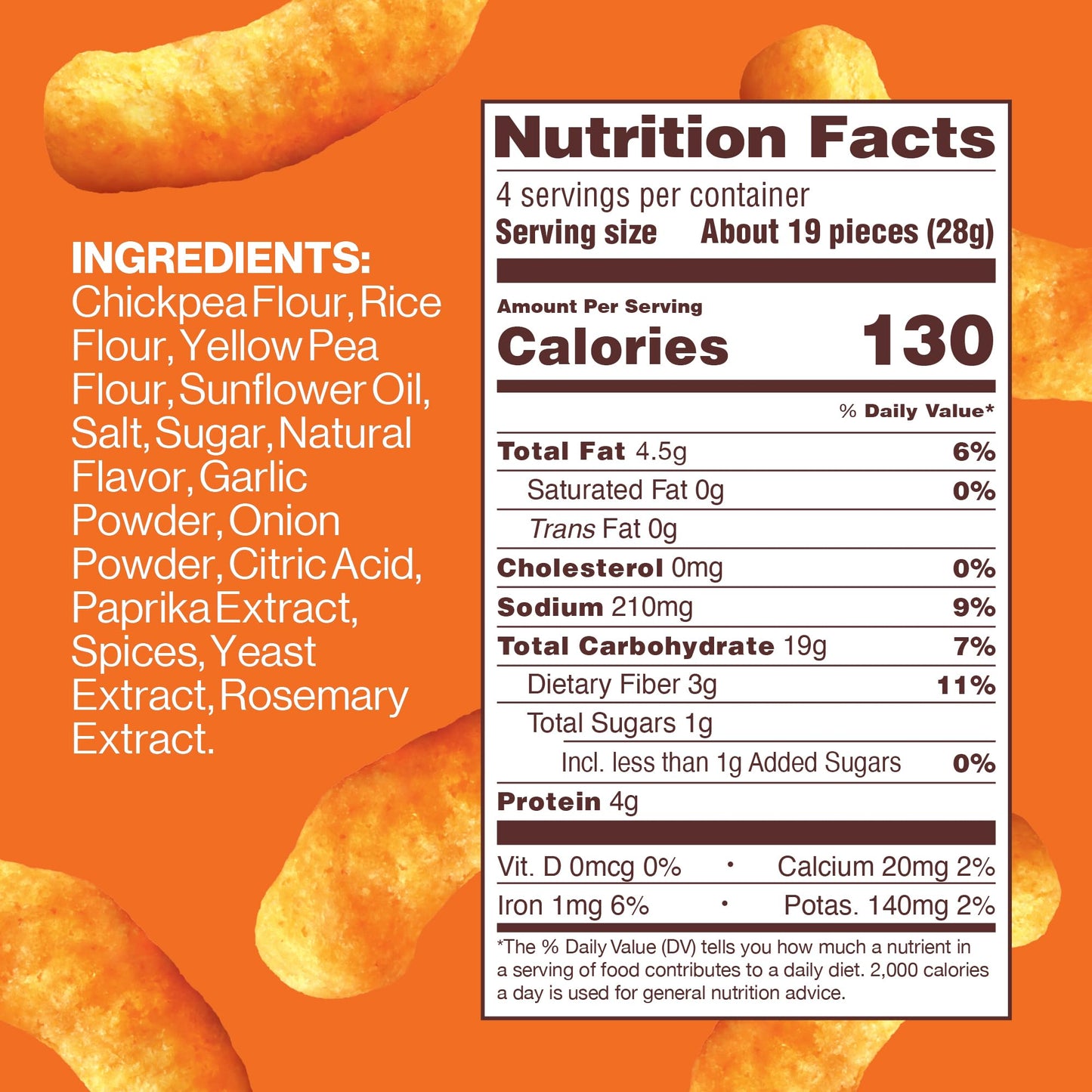 Hippeas Chickpea Puffs, Cheezy Vibes, 4 Ounce (Pack of 6), 4g Protein, 3g Fiber, Vegan, Gluten-Free, Crunchy, Plant Protein Snac
