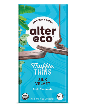 Alter Eco Silk Velvet Truffle Thins Chocolate Bar With Gooey Ganache Truffle Filling Organic Gluten & Soy-Free Non-Gmo Snacks No