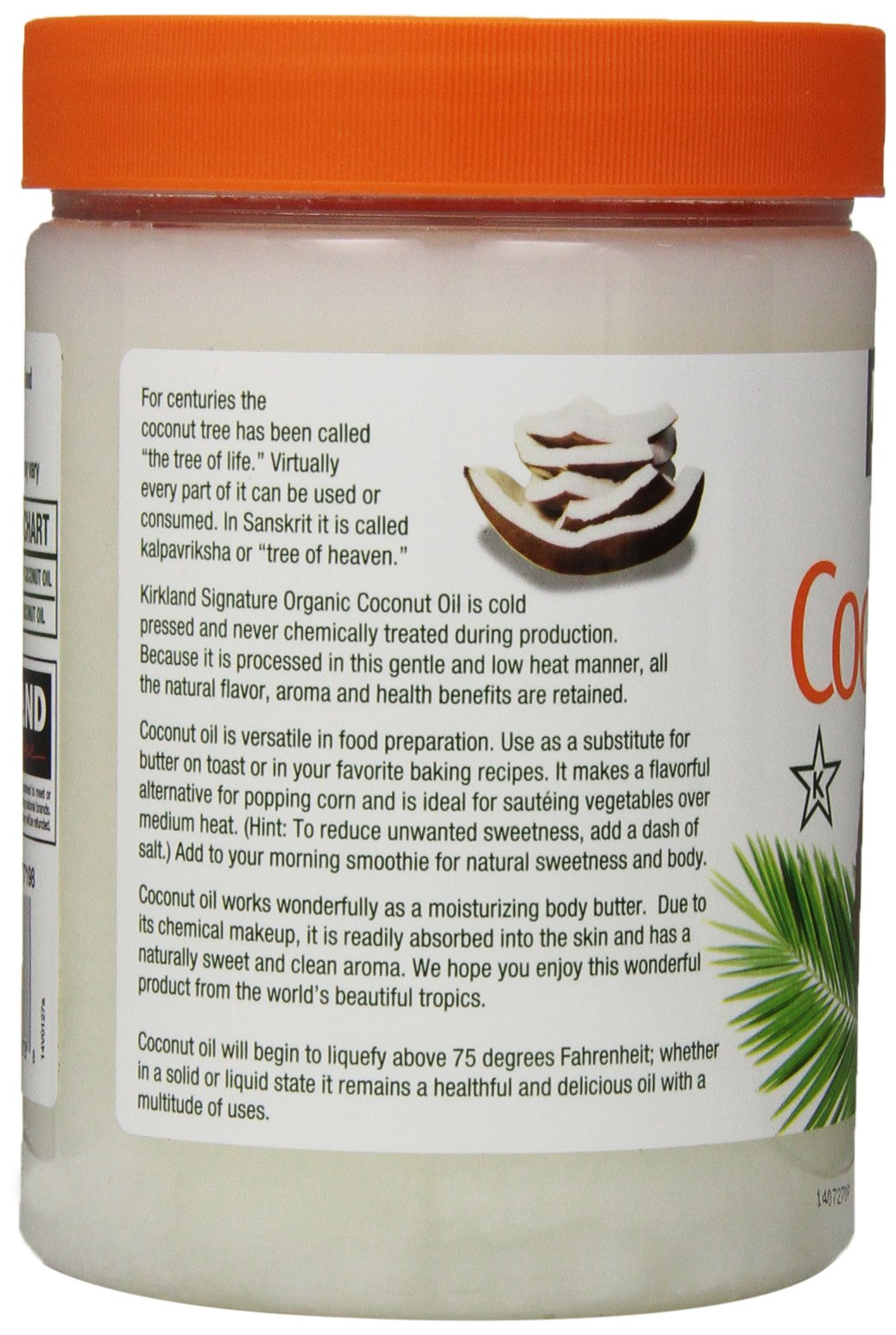 Kirkland Signature Organic Coconut Oil Cold Pressed Unrefined 42.3 Fl Oz