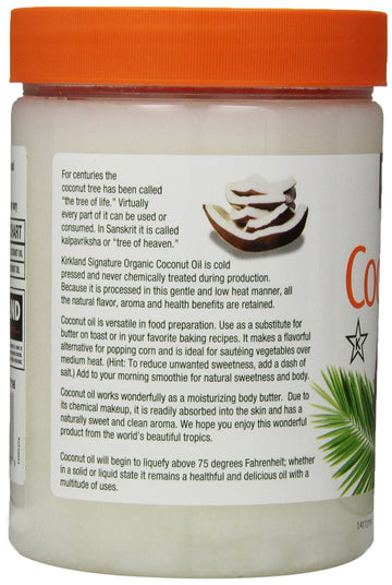 Kirkland Signature Organic Coconut Oil Cold Pressed Unrefined 42.3 Fl Oz