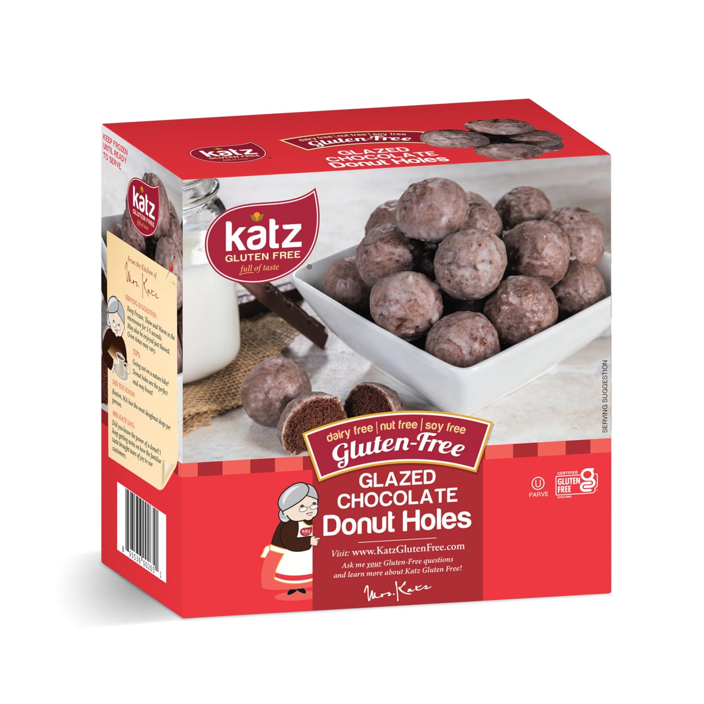 Katz Gluten Free Glazed Chocolate Donut Holes | Dairy Free, Nut Free, Soy Free, Gluten Free | Kosher (1 Pack, 6 Ounce)