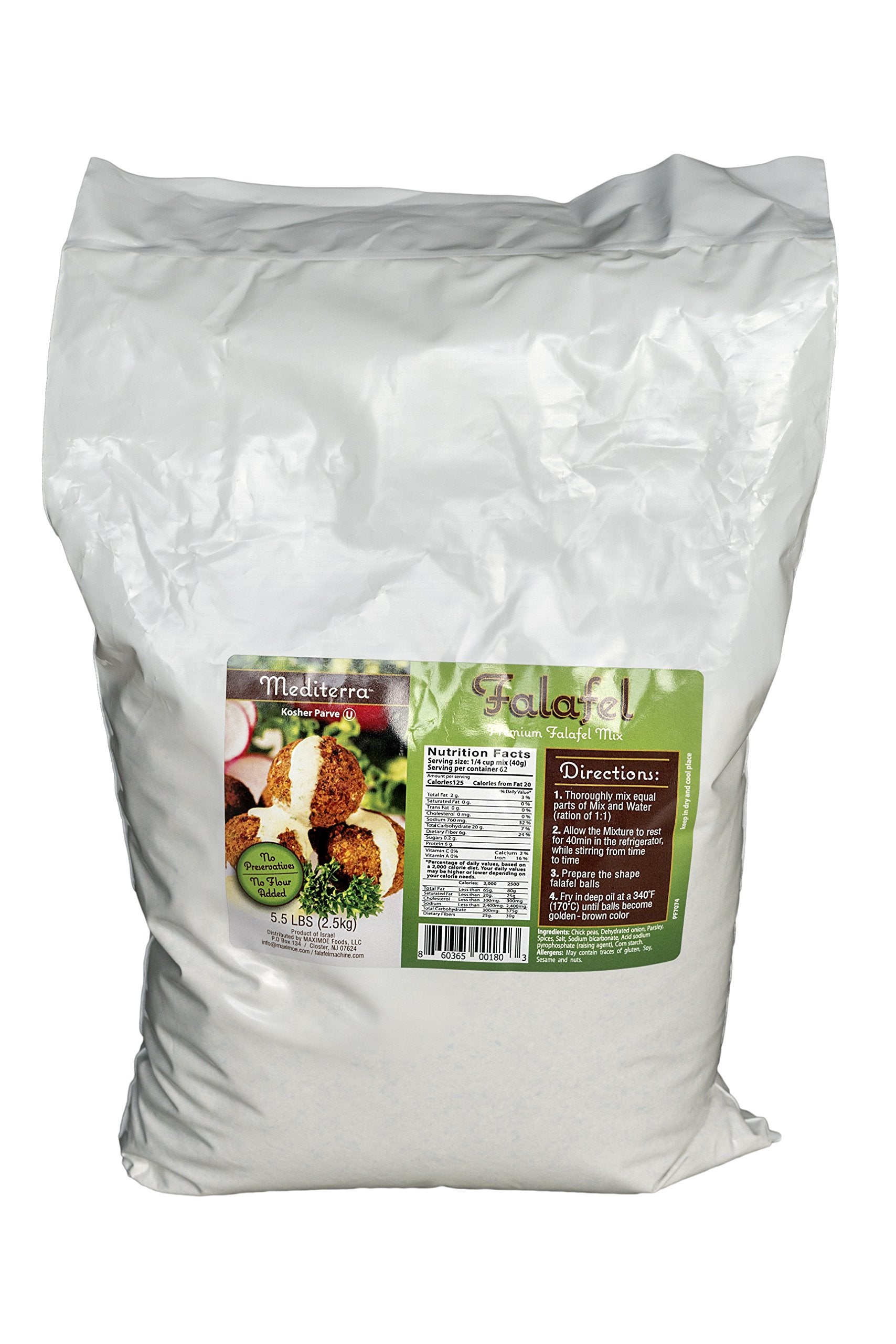 Restaurants' Choice Falafel Mix (5.5 Lb - Yields 325 Balls Or 42 Burgers) Gluten Free, Kosher