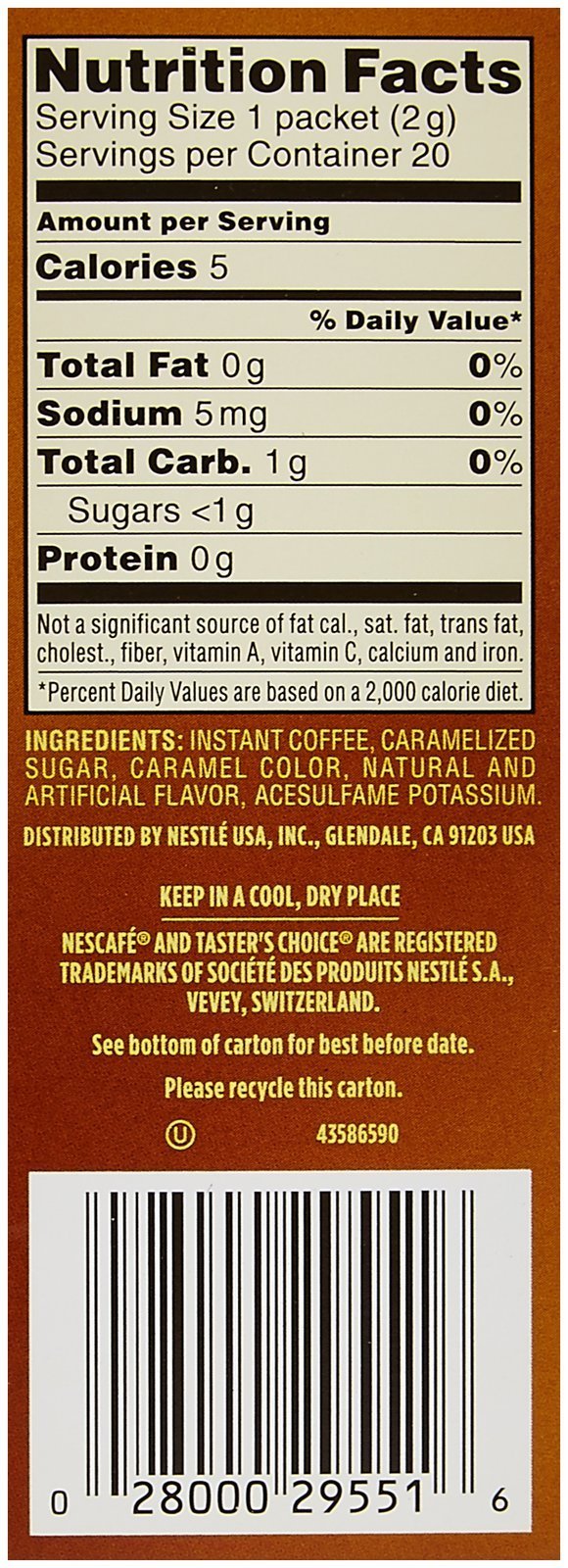 Nescafe Taster'S Choice Instant Coffee Single Sticks - Hazelnut - 1.4 Oz - 20 Ct