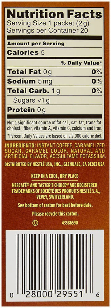 Nescafe Taster'S Choice Instant Coffee Single Sticks - Hazelnut - 1.4 Oz - 20 Ct