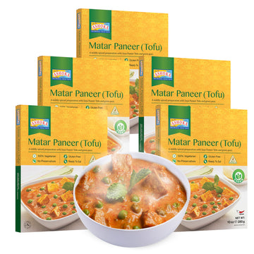 Ashoka Heat & Eat Meals 1932, Plant-Based Tofu & Green Peas Curry, Gluten-Free On the Go Meals, Kosher Certified, All-Natural Ma