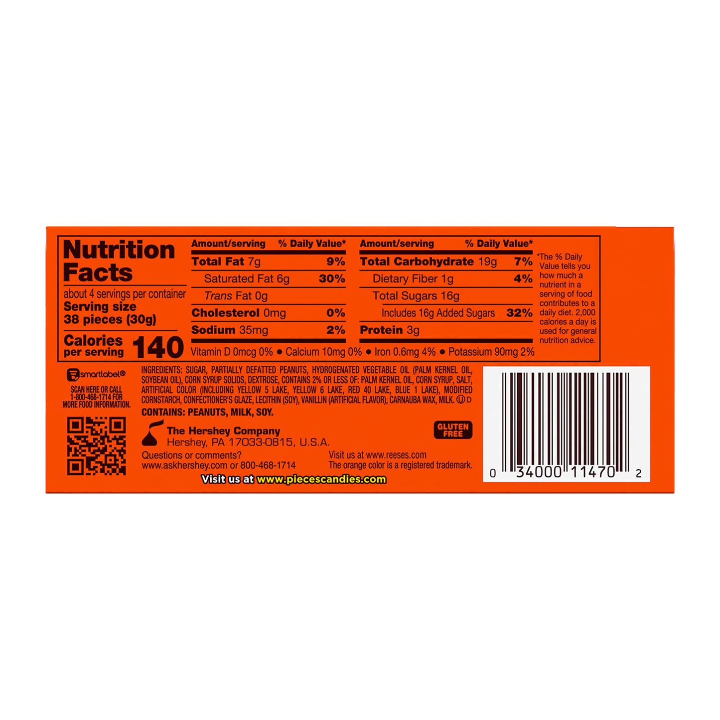 REESES PIECES Peanut Butter in a Crunchy Shell, Candy Box, 4 oz