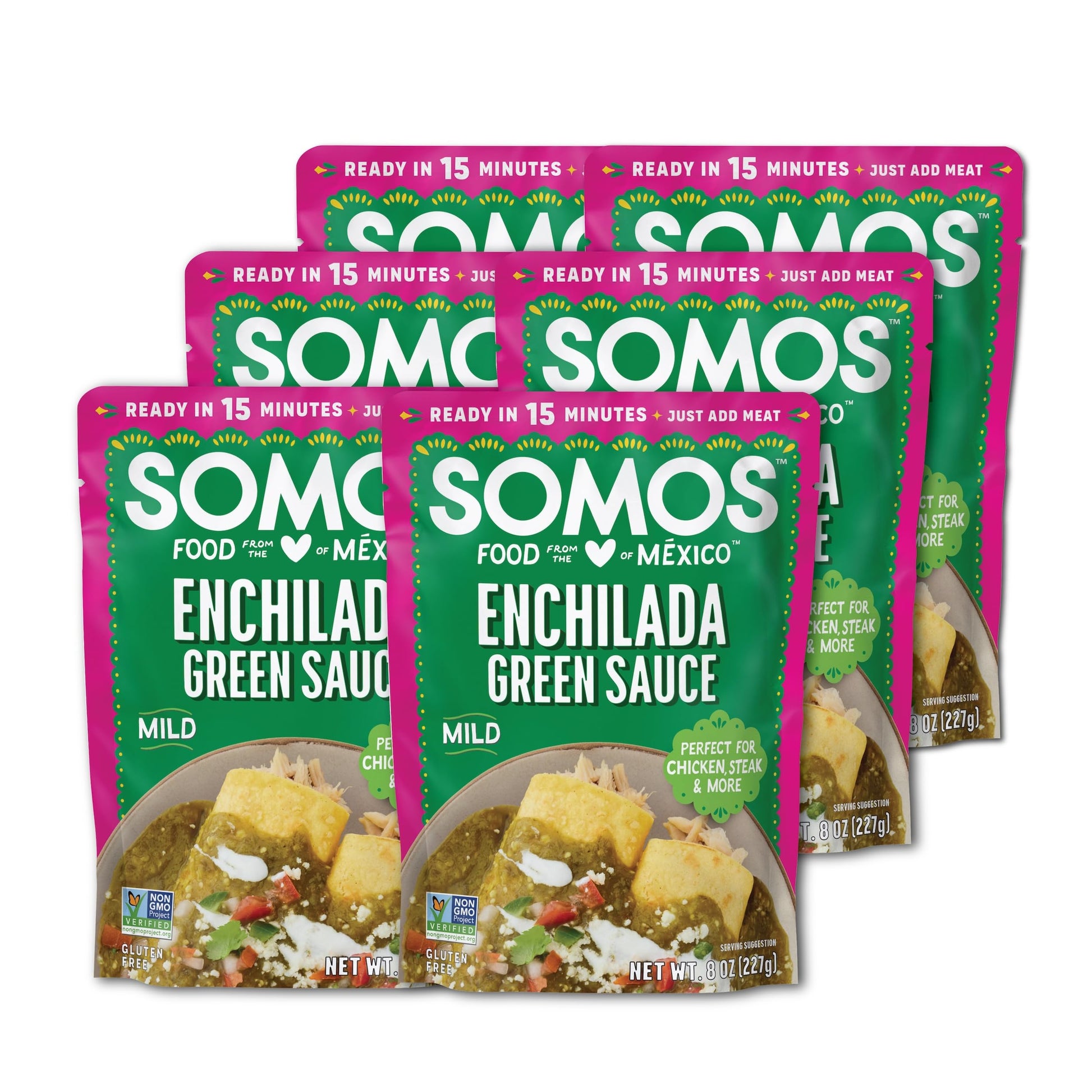 SOMOS Green Enchilada Sauce - Authentic Mexican Flavor & Trusted Quality - Gluten Free, Non-GMO & Vegan - Perfect for Enchiladas
