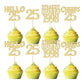 Gyufise 24Pcs Happy 25Th Cupcake Toppers Glitter Twenty-Five Straight Outta 1998 Cupcake Picks Cheers To 25 Years Birthday Cake