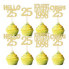 Gyufise 24Pcs Happy 25Th Cupcake Toppers Glitter Twenty-Five Straight Outta 1998 Cupcake Picks Cheers To 25 Years Birthday Cake