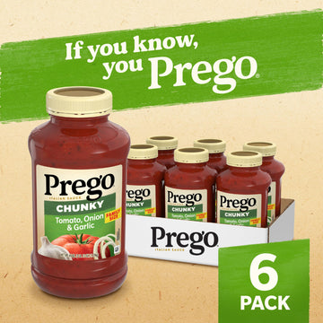 Prego Chunky Tomato with Garlic and Onion Pasta Sauce, 45 Oz Jar (Case of 6)