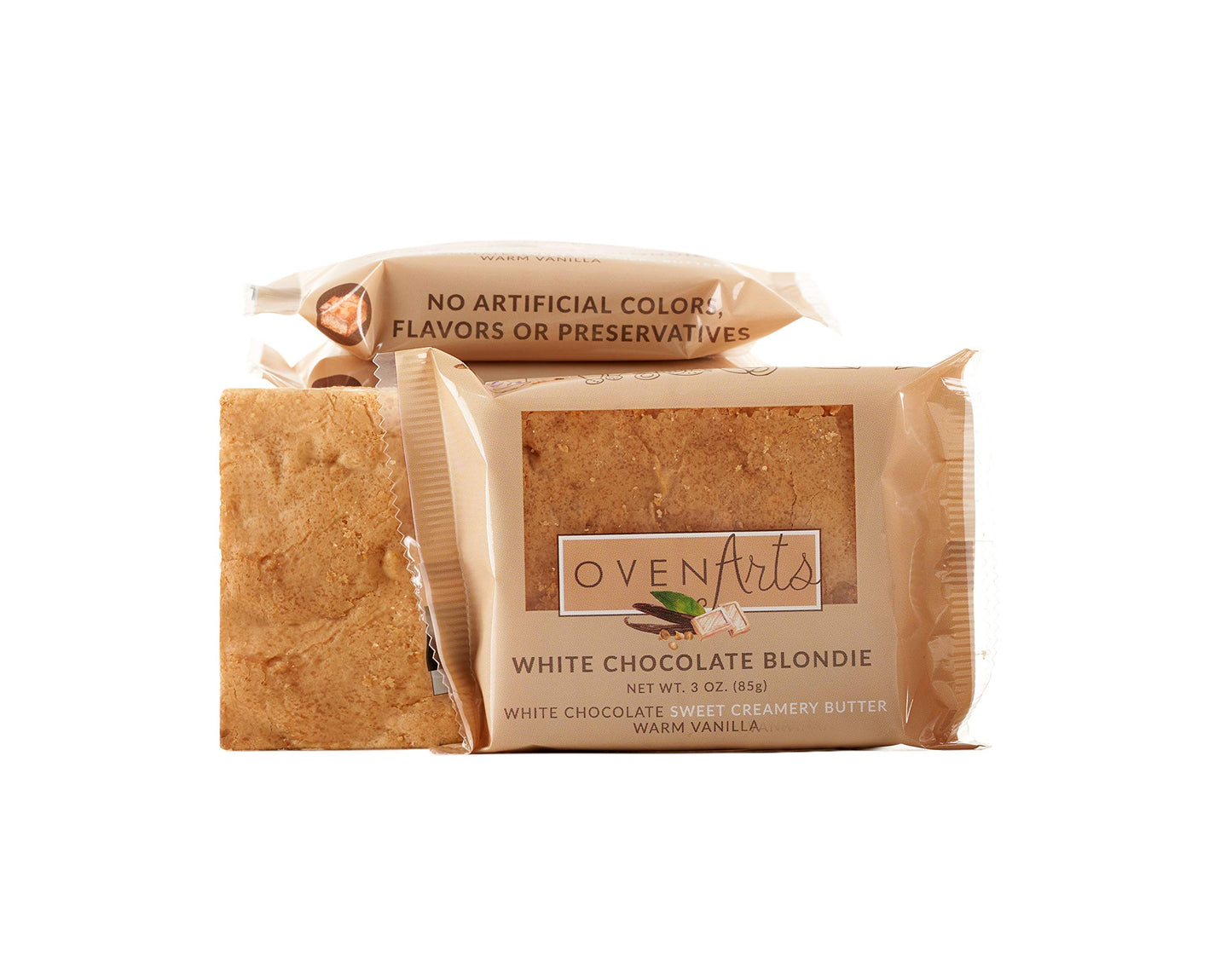 White Chocolate Blondie 3.0 Oz Each - All Natural  Delicious  Fresh Baked Blondies - No Artificial Colors Or Flavors- Preservative Free - Kosher Dairy - Pack Of 15 Blondies