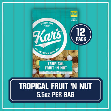 Kars Nuts Tropical Fruit N Nut Trail Mix, 28 oz Resealable Pouch (Pack of 2), Gluten-Free Snack Mix